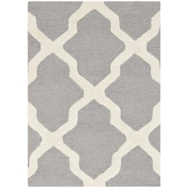 Safavieh 2 ft.-6 in. x 10 ft. Runner Transitional Cambridge- Silver and Ivory Hand Tufted Rug - CAM121D-210