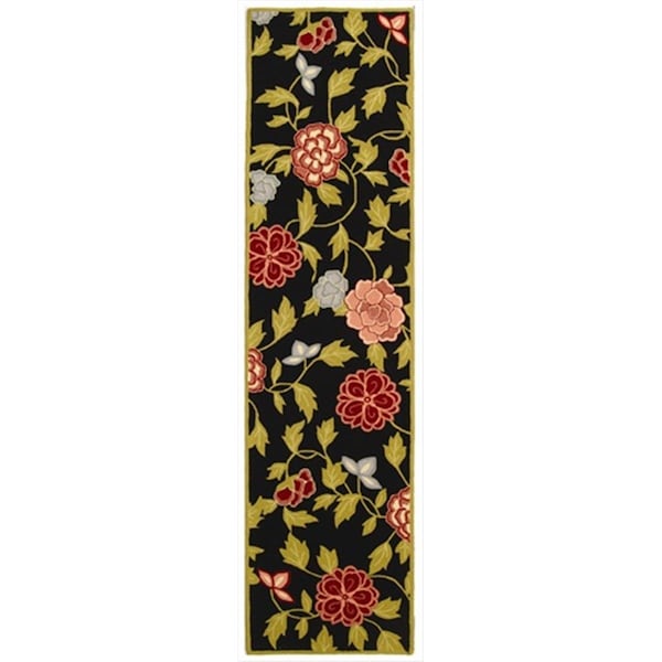 Safavieh 2 ft. 6 in. x 10 ft. Runner Transitional Chelsea Black and Green Hand Hooked Rug - HK714B-210