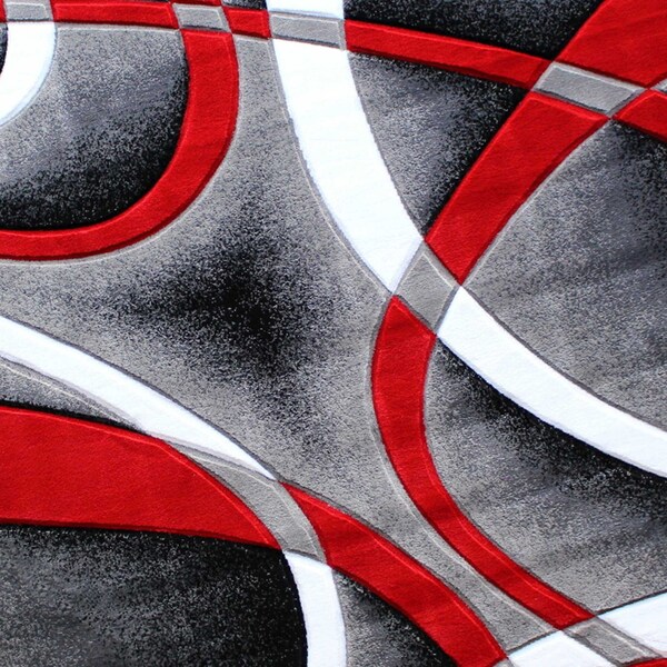 Flash Furniture Red 8' x 8' Modern Plush Abstract Area Rug - KP-RG951-88-RD-GG
