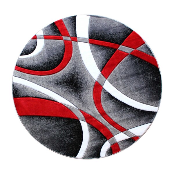 Flash Furniture Red 8' x 8' Modern Plush Abstract Area Rug - KP-RG951-88-RD-GG