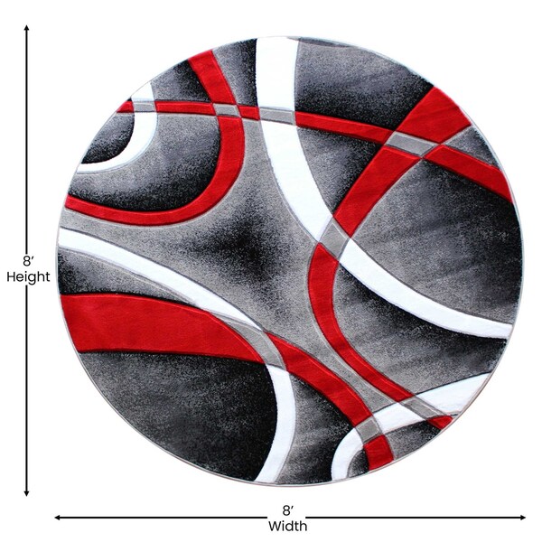 Flash Furniture Red 8' x 8' Modern Plush Abstract Area Rug - KP-RG951-88-RD-GG