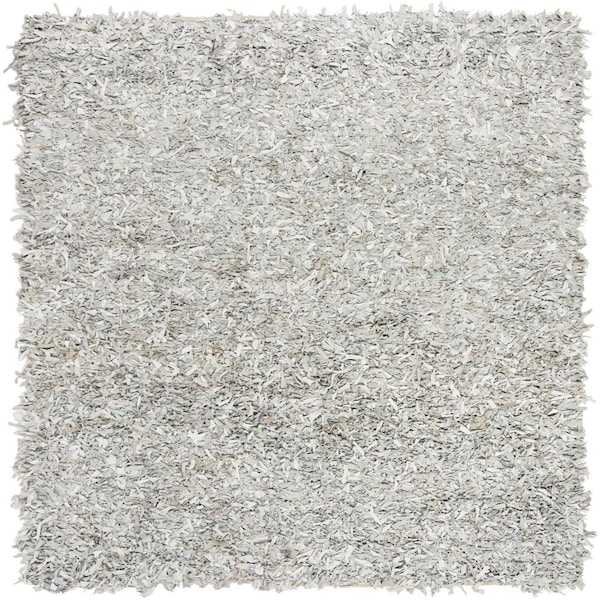 Safavieh Leather Shag Square Area Rug, Grey and White - 5 x 5 ft. - LSG601C-5SQ