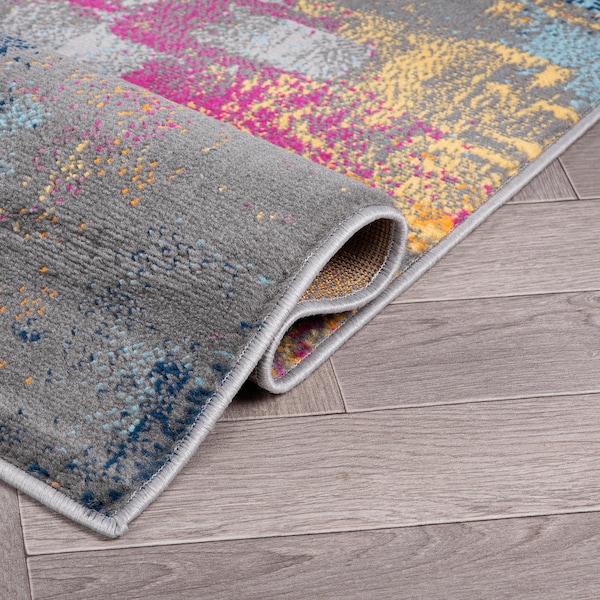 World Rug Gallery Bari Contemporary Abstract Art Area Rug 7' 10'' x 10' Multi - 4055MULTI8X10
