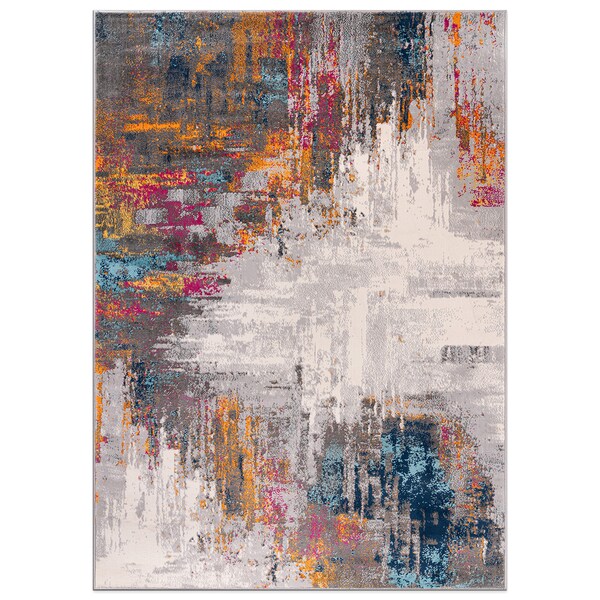 World Rug Gallery Bari Contemporary Abstract Art Area Rug 7' 10'' x 10' Multi - 4055MULTI8X10
