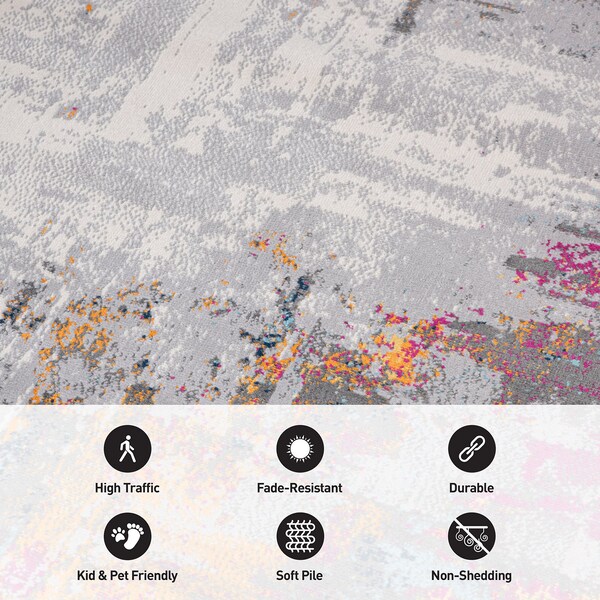World Rug Gallery Bari Contemporary Abstract Art Area Rug 7' 10'' x 10' Multi - 4055MULTI8X10