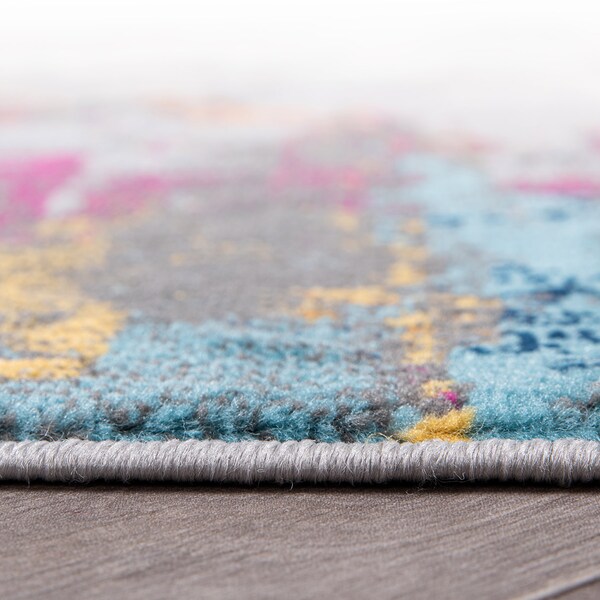 World Rug Gallery Bari Contemporary Abstract Art Area Rug 7' 10'' x 10' Multi - 4055MULTI8X10