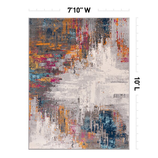 World Rug Gallery Bari Contemporary Abstract Art Area Rug 7' 10'' x 10' Multi - 4055MULTI8X10