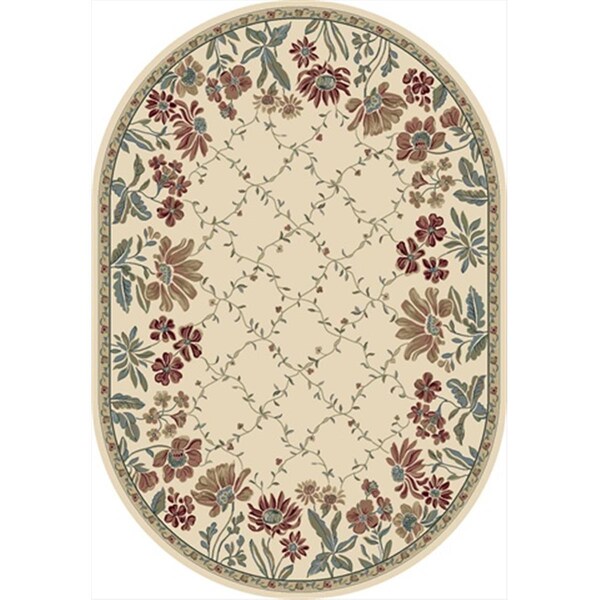Dynamic Rugs Ancient Garden 6 ft. 7 in. x 9 ft. 6 in. Oval 57078-6464 Rug - Ivory - ANOV71057084646