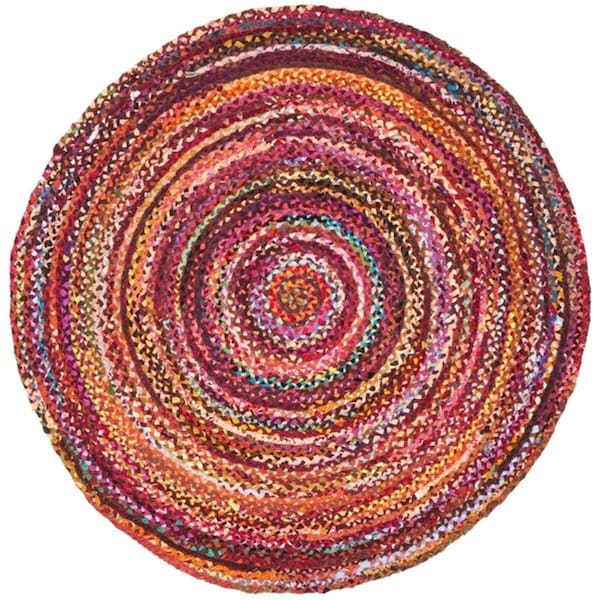 Safavieh Braided Global Round Hand-Woven RugsPink & Fuchsia 3 x 3 ft. - BRD452U-3R