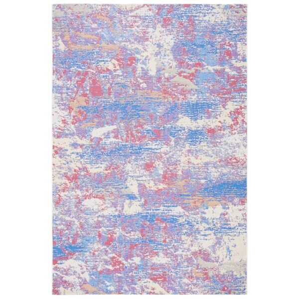 Safavieh 5 ft. 3 in. x 7 ft. 6 in. Summer Bohemian Rectangle Power Loomed Rug Blue & Red - SMR409M-5