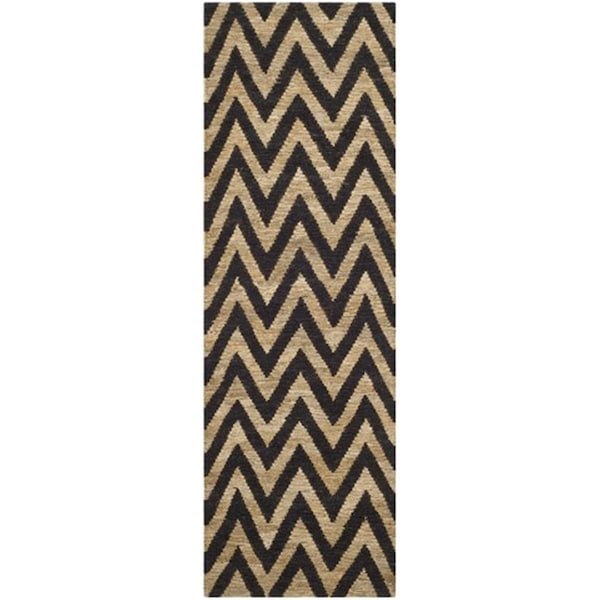 Safavieh Organic Hand Knotted Runner Rug- Black - Natural- 2 ft. 6 in. x 6 ft. - ORG515A-26