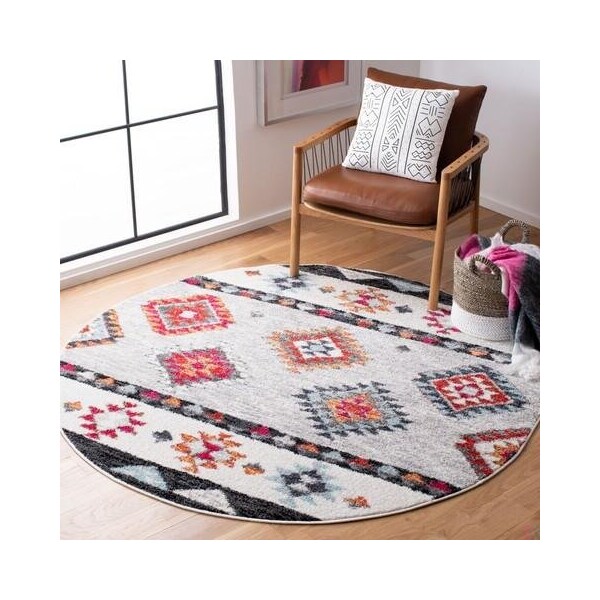 Safavieh Round Adirondack Global Area RugGrey & Red 6 x 6 ft. - ADR245F-6R
