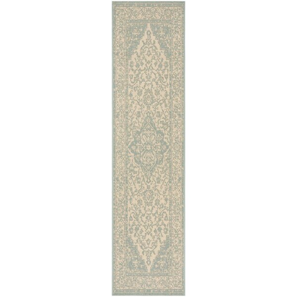 Safavieh 2 ft.-2 in. x 6 ft. Beach House Runner Rug - Cream & Aqua - BHS137L-26