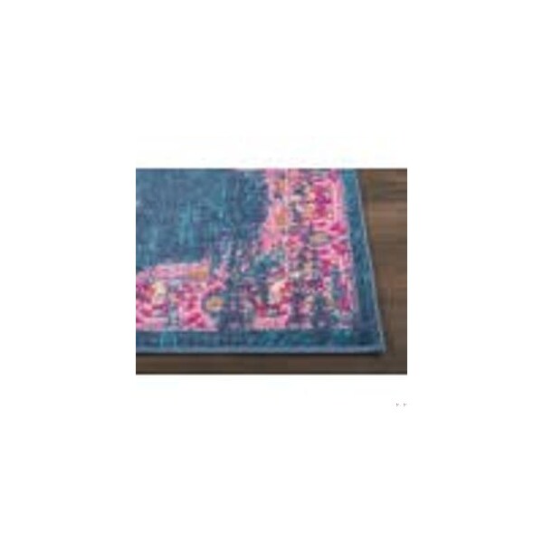 Homeroots 2 x 6 ft. Blue & Pink Medallion Runner Rug - 385433
