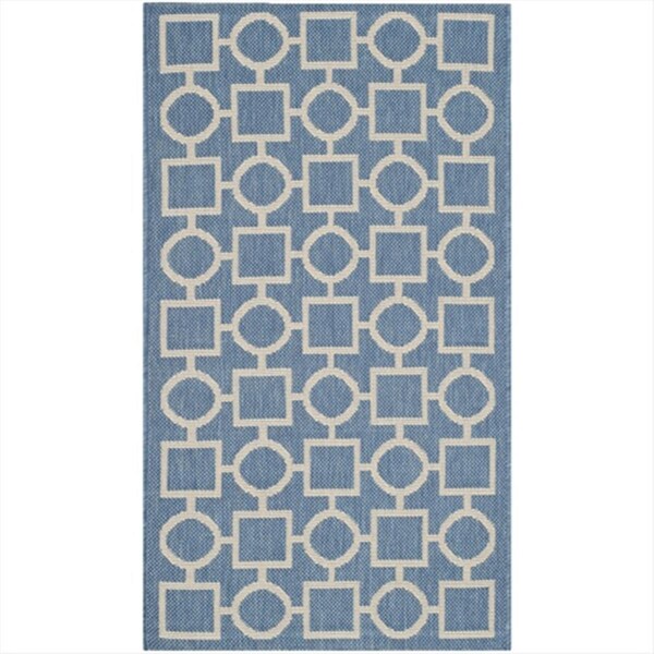 Safavieh 2 Ft. X 3 Ft. -7 In. Rectangle Indoor-Outdoor Courtyard- Blue And Beige- Machine Made Rug - CY6925-243-2
