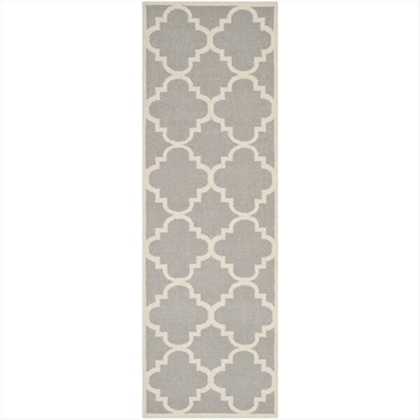 Safavieh 2 Ft. - 6 In. X 8 Ft. Runner- Contemporary Dhurries Dark Grey And Ivory Flatweave Rug - DHU633G-28