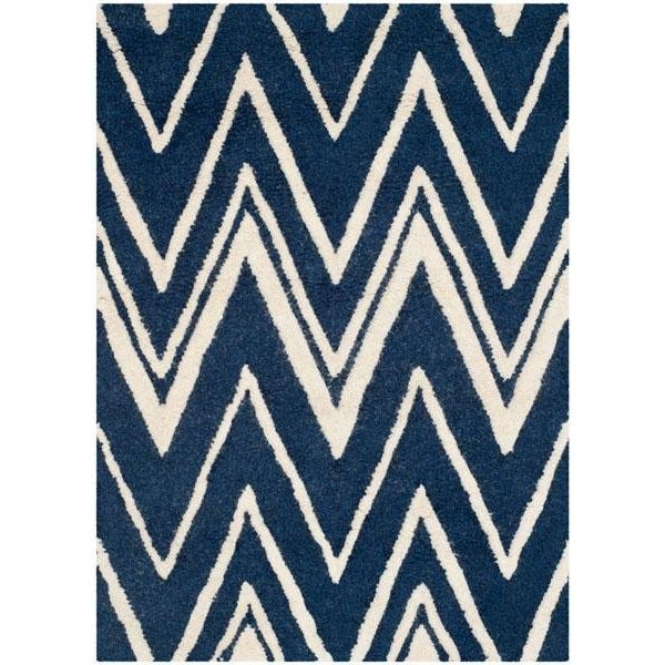 Safavieh 2 ft.-6 in. x 8 ft. Cambridge Hand Tufted Runner RugNavy & Ivory - CAM711M-28