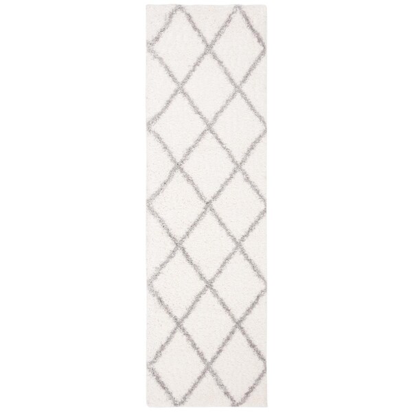 Safavieh 2.3 x 8 in. Power Loomed Contemporary Rectangle Parma Shag Rug Cream & Grey - PMA515A-28