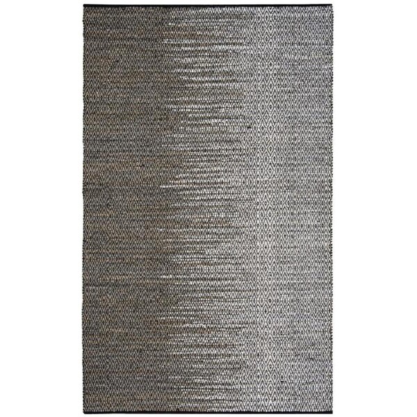 Flowers First 5 x 8 ft. Vintage Leather Hand Woven Rug, Light Grey & Grey - Medium Rectangle - FL1885077