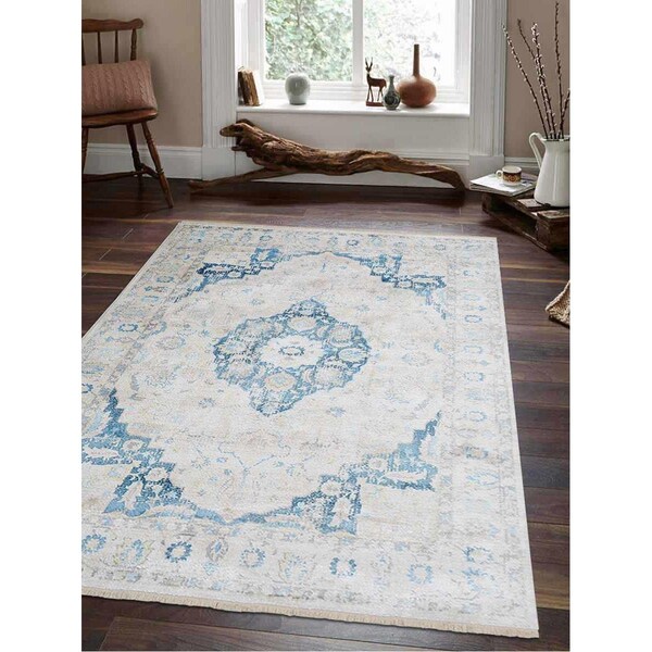 Jensendistributionservices 2 ft. x 3 ft. 10 in. Machine Woven Crossweave Polyester Oriental Rectangle Area Rug, Ivory - MI1542452