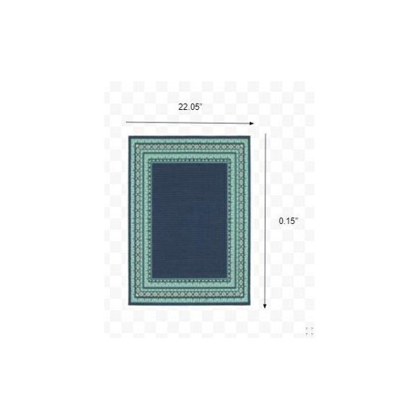 Homeroots 2 x 3 ft. Navy & Green Geometric Indoor & Outdoor Scatter Area Rug - 388925