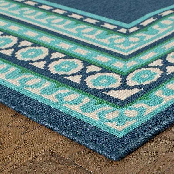 Homeroots 2 x 3 ft. Navy & Green Geometric Indoor & Outdoor Scatter Area Rug - 388925
