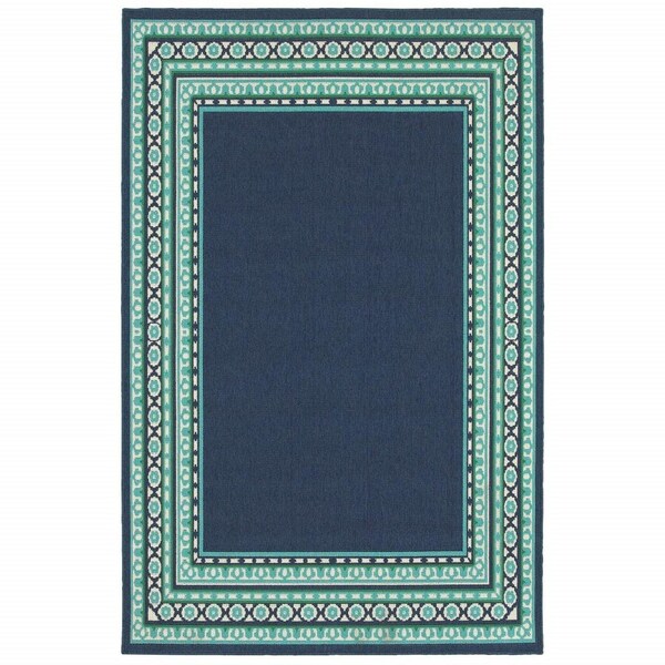 Homeroots 2 x 3 ft. Navy & Green Geometric Indoor & Outdoor Scatter Area Rug - 388925