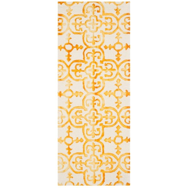 Safavieh Dip Dye Hand Tufted Runner Area Rug, Ivory and Gold - 2 ft. 3 in. x 8 ft. - DDY711C-28