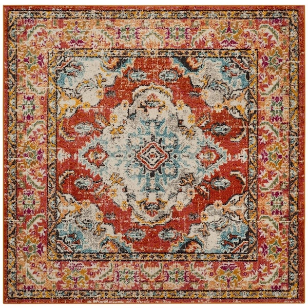 Safavieh 9 x 9 ft. Monaco Power Loomed Square Area Rug Orange & Light Blue - MNC243H-9SQ