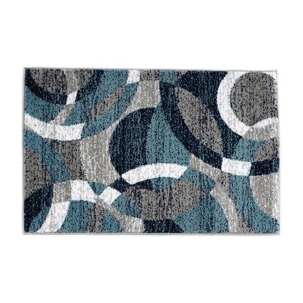 World Rug Gallery Contemporary Abstract Circles Soft Area Rug 2' x 3' Blue - 105BLUE2X3