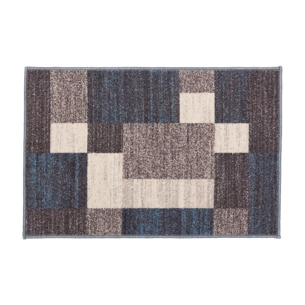 World Rug Gallery Contemporary Modern Geometric Boxes Design Non-Slip Area Rug 2' x 3' Blue - 506BLUE2X3