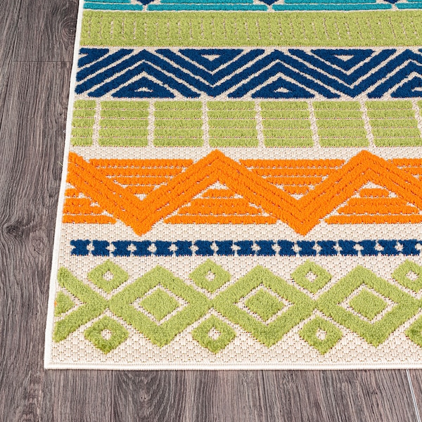 World Rug Gallery Modern Bohemian Indoor/Outdoor Area Rug 7'10''x10' Multi Area Rug - 5559MULTI8X10