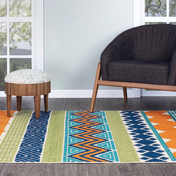 World Rug Gallery Modern Bohemian Indoor/Outdoor Area Rug 7'10''x10' Multi Area Rug - 5559MULTI8X10