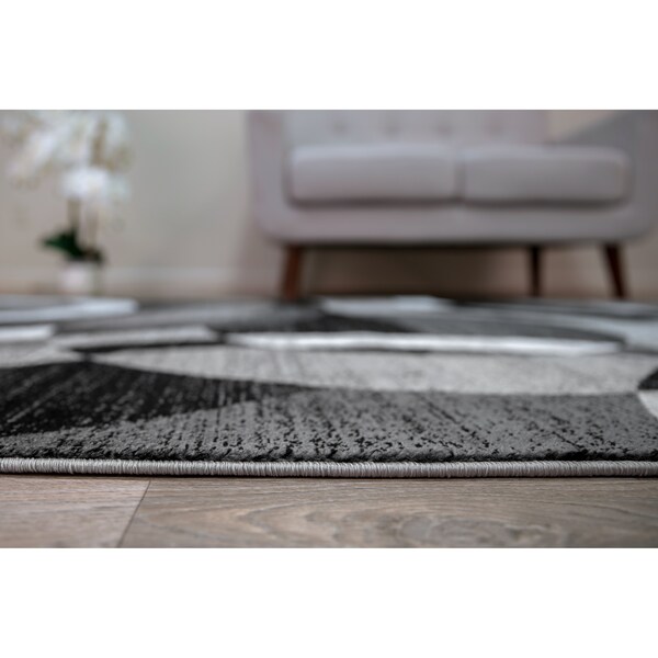 World Rug Gallery Contemporary Abstract Circles Soft Runner Rug 2' x 7'2'' Gray - 105GRAY2X7