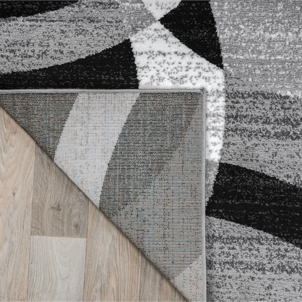 World Rug Gallery Contemporary Abstract Circles Soft Runner Rug 2' x 7'2'' Gray - 105GRAY2X7