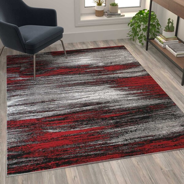 Flash Furniture Red 5x7 Abstract Area Rug - ACD-RGTRZ863-57-RD-GG
