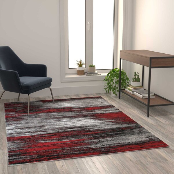 Flash Furniture Red 5x7 Abstract Area Rug - ACD-RGTRZ863-57-RD-GG