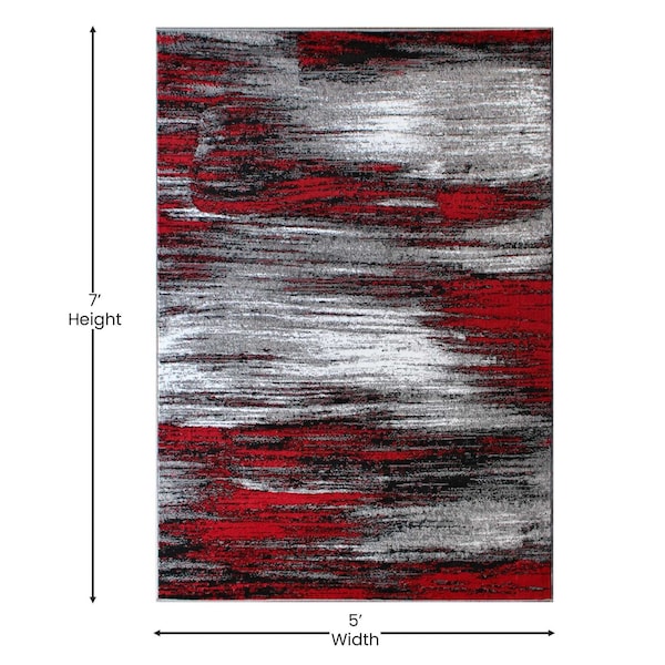 Flash Furniture Red 5x7 Abstract Area Rug - ACD-RGTRZ863-57-RD-GG