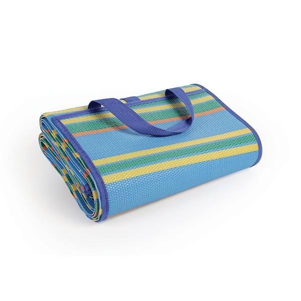 Camco HANDY MAT W/STRAP, BLUE/GREEN STRIPES, 60INX78IN, BILINGUAL - 42805