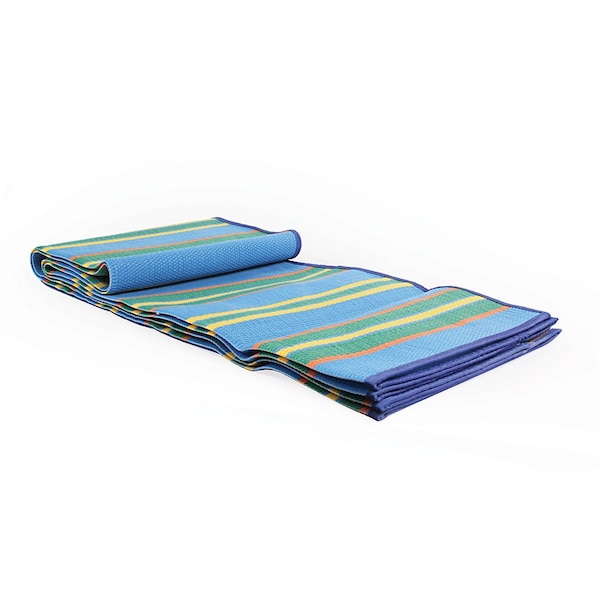 Camco HANDY MAT W/STRAP, BLUE/GREEN STRIPES, 60INX78IN, BILINGUAL - 42805