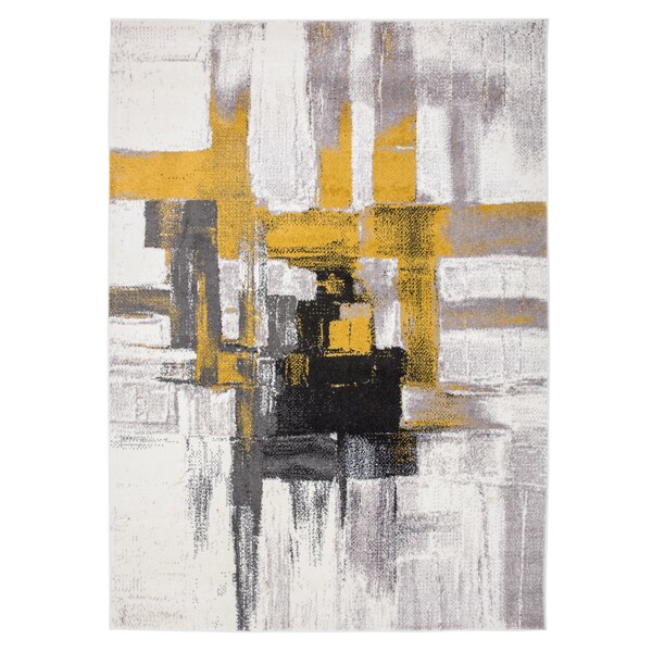 World Rug Gallery Contemporary Modern Abstract Area Rug 10' x 14' Gold - 950GOLD10X14