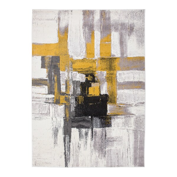World Rug Gallery Contemporary Modern Abstract Area Rug 10' x 14' Gold - 950GOLD10X14