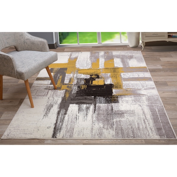 World Rug Gallery Contemporary Modern Abstract Area Rug 10' x 14' Gold - 950GOLD10X14