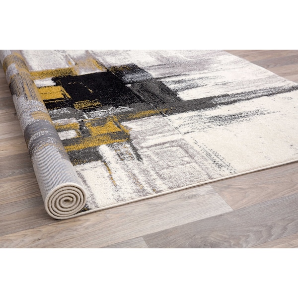 World Rug Gallery Contemporary Modern Abstract Area Rug 10' x 14' Gold - 950GOLD10X14