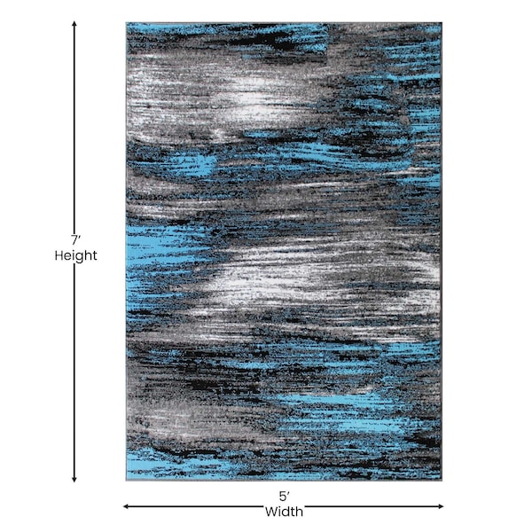 Flash Furniture Blue 5x7 Abstract Area Rug - ACD-RGTRZ863-57-BL-GG