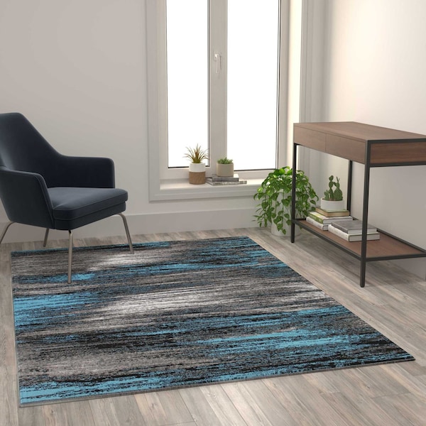 Flash Furniture Blue 5x7 Abstract Area Rug - ACD-RGTRZ863-57-BL-GG