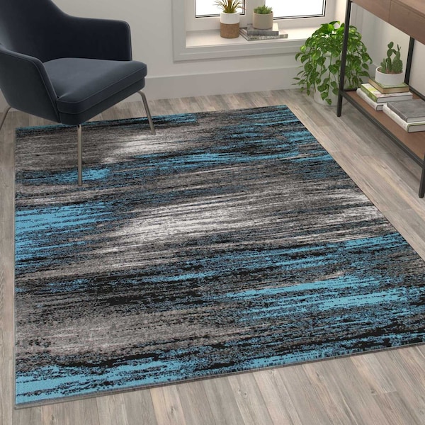 Flash Furniture Blue 5x7 Abstract Area Rug - ACD-RGTRZ863-57-BL-GG