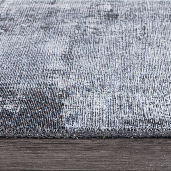 World Rug Gallery Contemporary Distressed Abstract Machine Washable Dark Gray Runner Rug 2'6''x7' - 5075DARKGRAY2X7