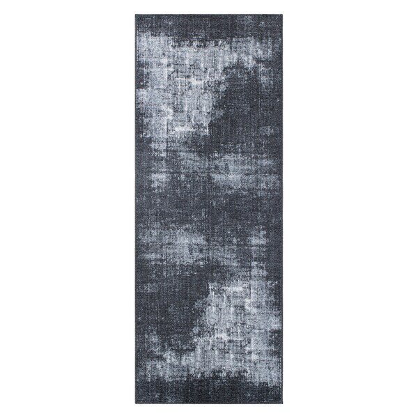 World Rug Gallery Contemporary Distressed Abstract Machine Washable Dark Gray Runner Rug 2'6''x7' - 5075DARKGRAY2X7