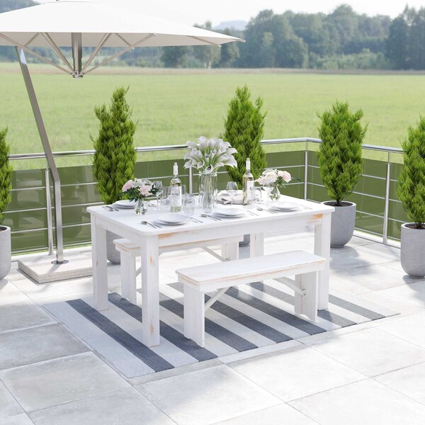 Flash Furniture 5x7 Indoor-Outdoor Grey/White Cabana Area Rug - CI-20-9409-57-GR-WH-GG